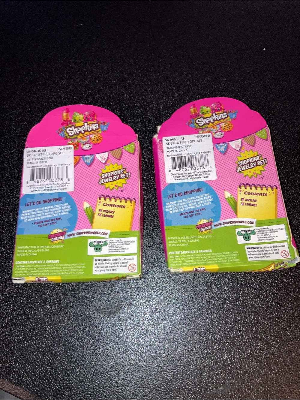 Shopkins Strawberry Jewelry Set - Bright Pink necklace and earrings lot of 2 - Picture 2 of 2